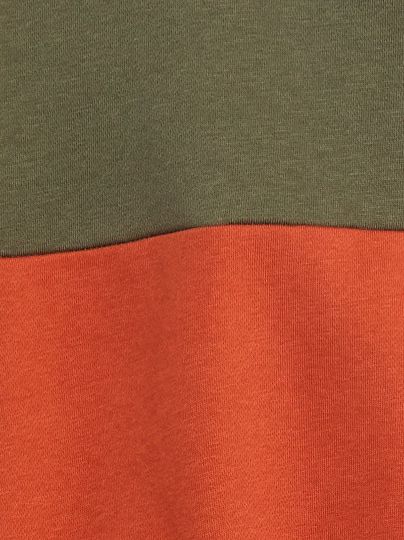 Hoodie met colorblock-patroon Kaki - Kiabi