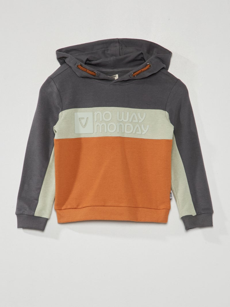 Hoodie met colorblockpatroon BLAUW - Kiabi