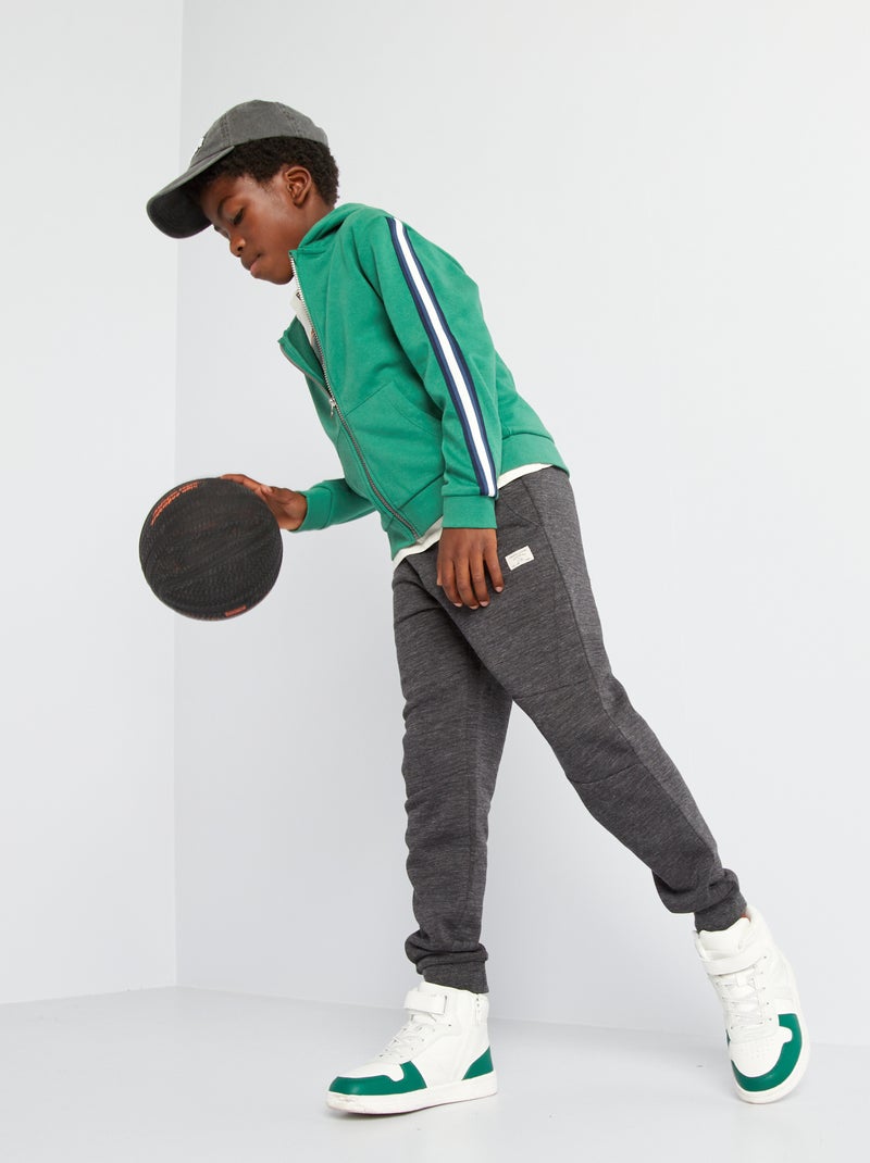 Hoodie met driekleurige streep groen - Kiabi