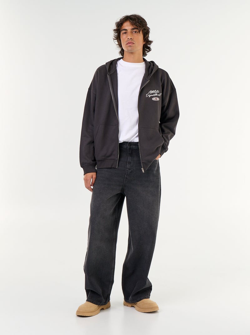 Hoodie met dubbelzijdige opdruk Zwart - Kiabi