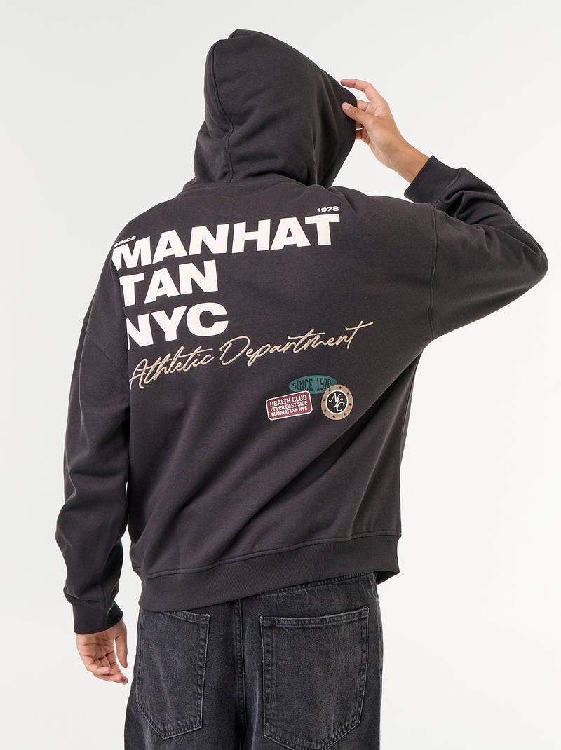 Hoodie met dubbelzijdige opdruk Zwart - Kiabi