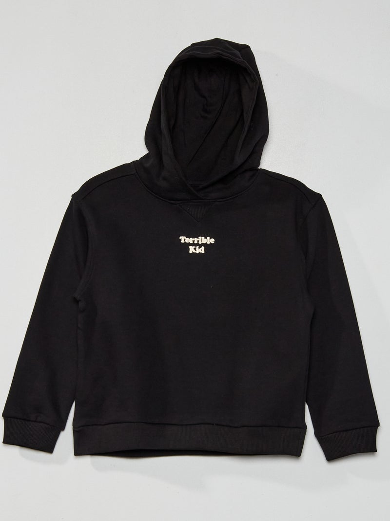 Hoodie met geborduurd opschrift ZWART - Kiabi