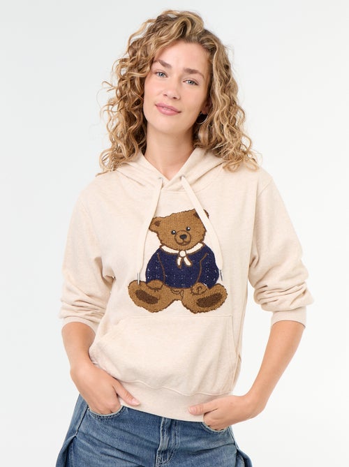 Hoodie met geborduurde beer - Kiabi
