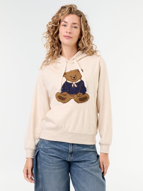 Hoodie met geborduurde beer - Kiabi