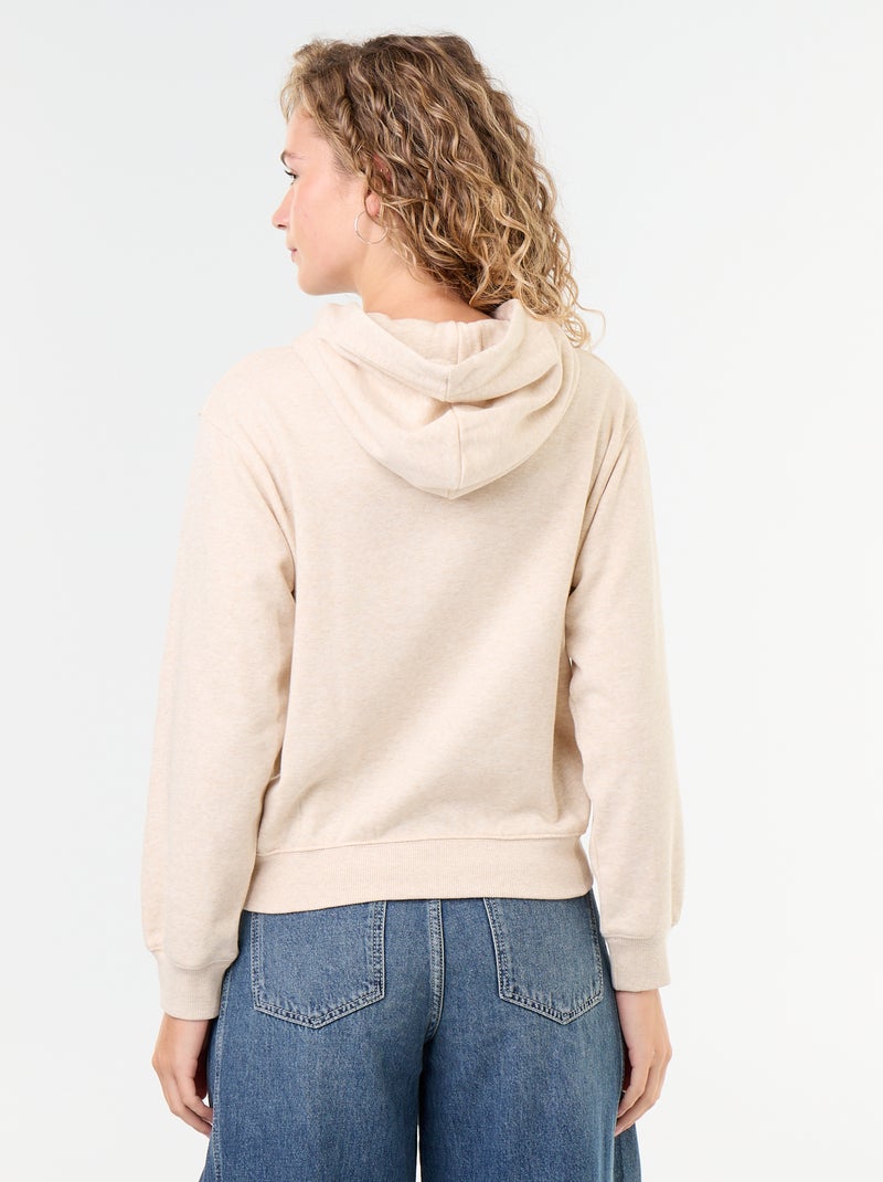 Hoodie met geborduurde beer Biege - Kiabi