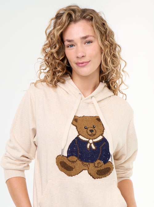 Hoodie met geborduurde beer - Kiabi