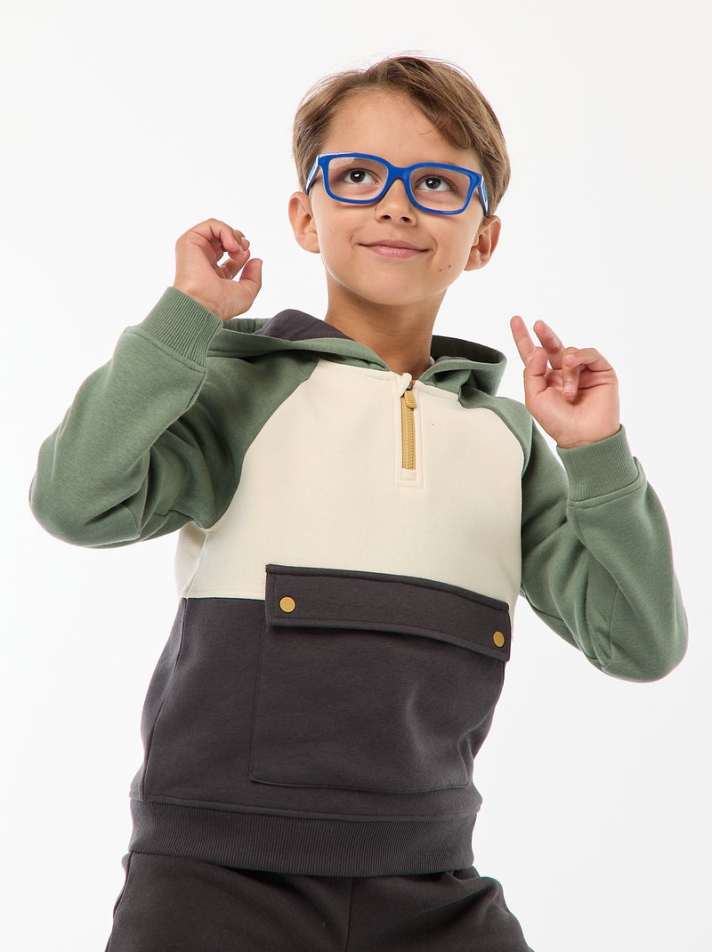 Hoodie met klepzakje - So Easy Groen - Kiabi
