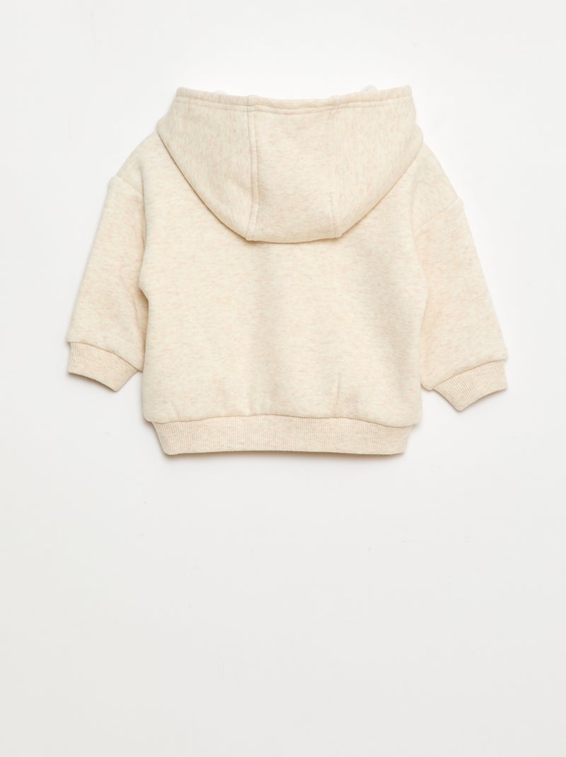 Hoodie met knopen en warme voering Biege - Kiabi