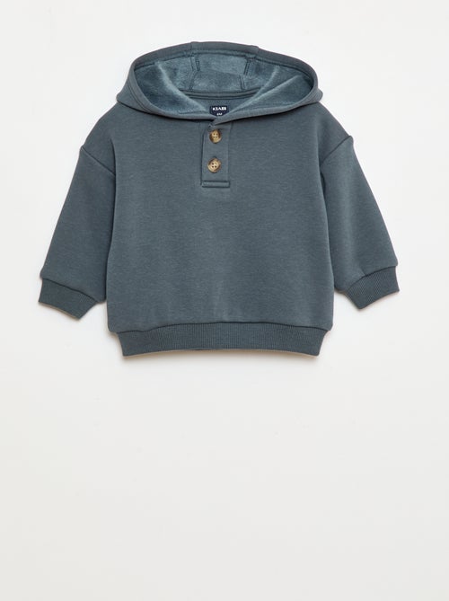 Hoodie met knopen en warme voering - Kiabi