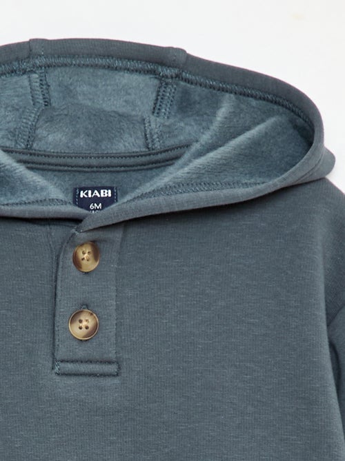 Hoodie met knopen en warme voering - Kiabi