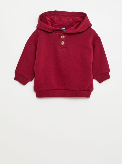 Hoodie met knopen en warme voering - Kiabi