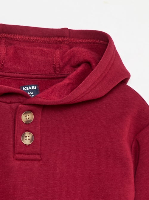 Hoodie met knopen en warme voering - Kiabi