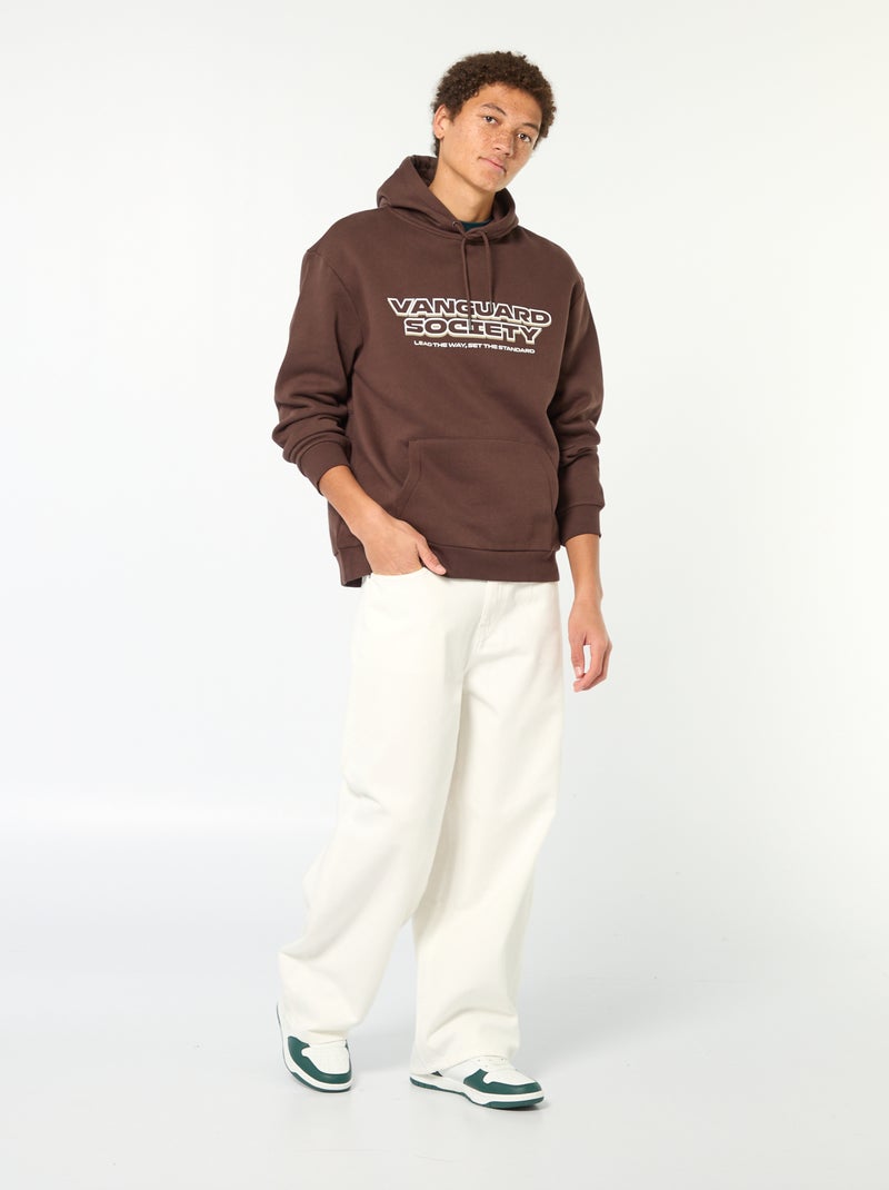 Hoodie met opschrift voor- en achterop Bruin - Kiabi