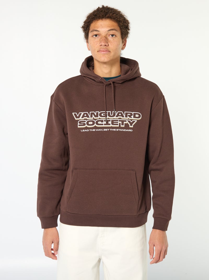 Hoodie met opschrift voor- en achterop Bruin - Kiabi