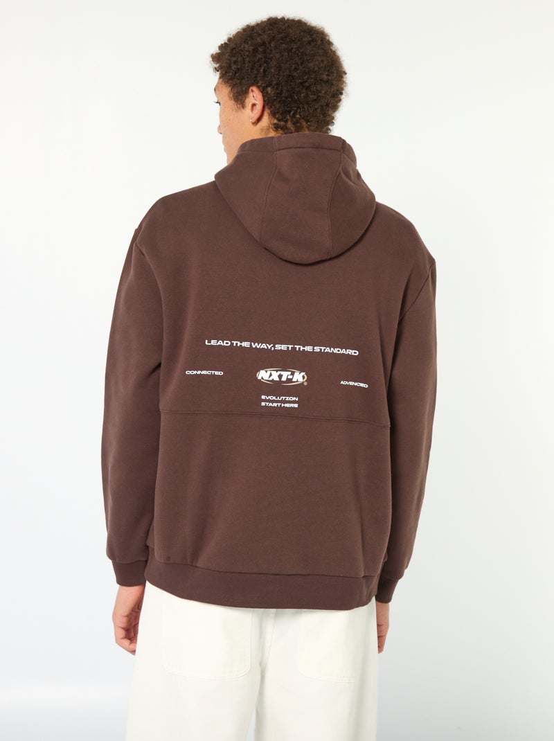 Hoodie met opschrift voor- en achterop Bruin - Kiabi
