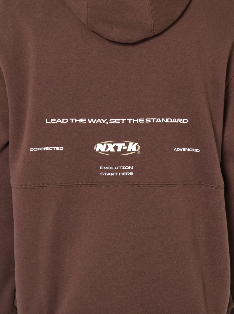 Hoodie met opschrift voor- en achterop Bruin - Kiabi