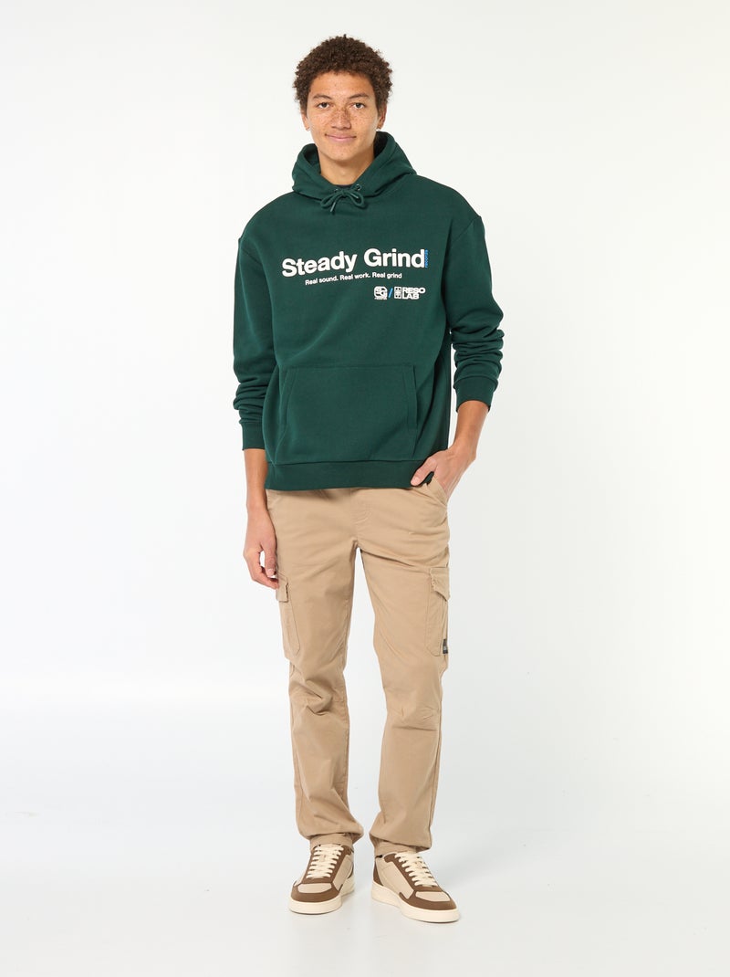 Hoodie met opschrift voor- en achterop Groen - Kiabi