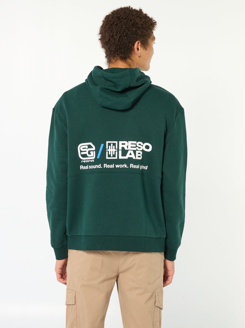 Hoodie met opschrift voor- en achterop Groen - Kiabi