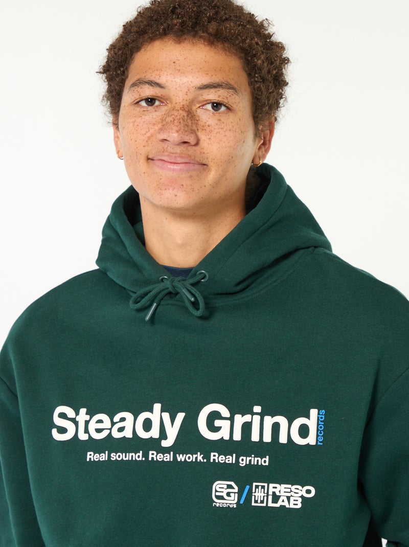 Hoodie met opschrift voor- en achterop Groen - Kiabi