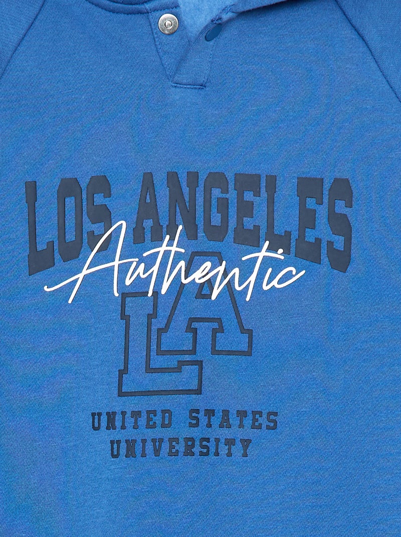 Hoodie met print en ritssluitingen opzij - So Easy Blauw - Kiabi