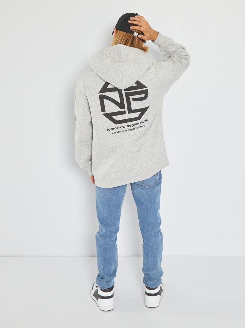 Hoodie met print op de rug GRIJS - Kiabi