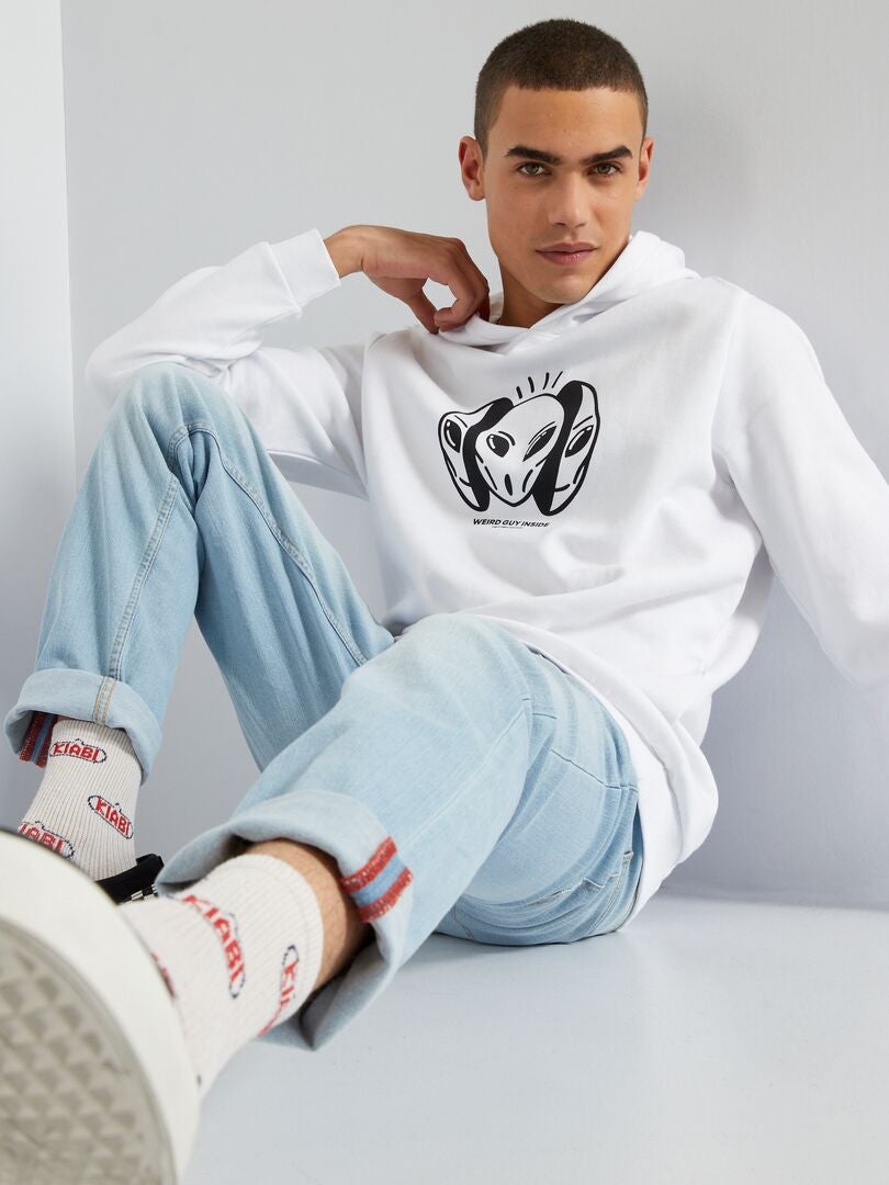 Hoodie met print WIT - Kiabi