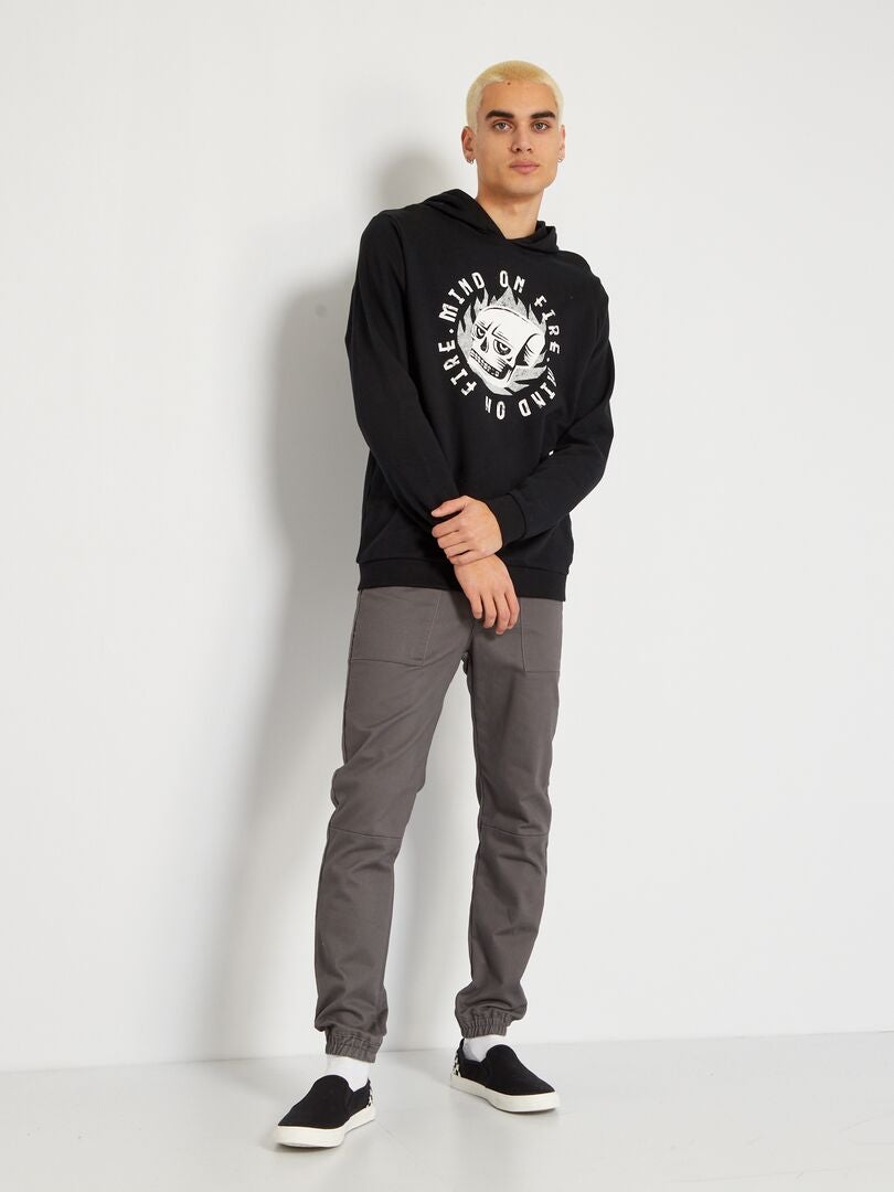 Hoodie met print ZWART - Kiabi