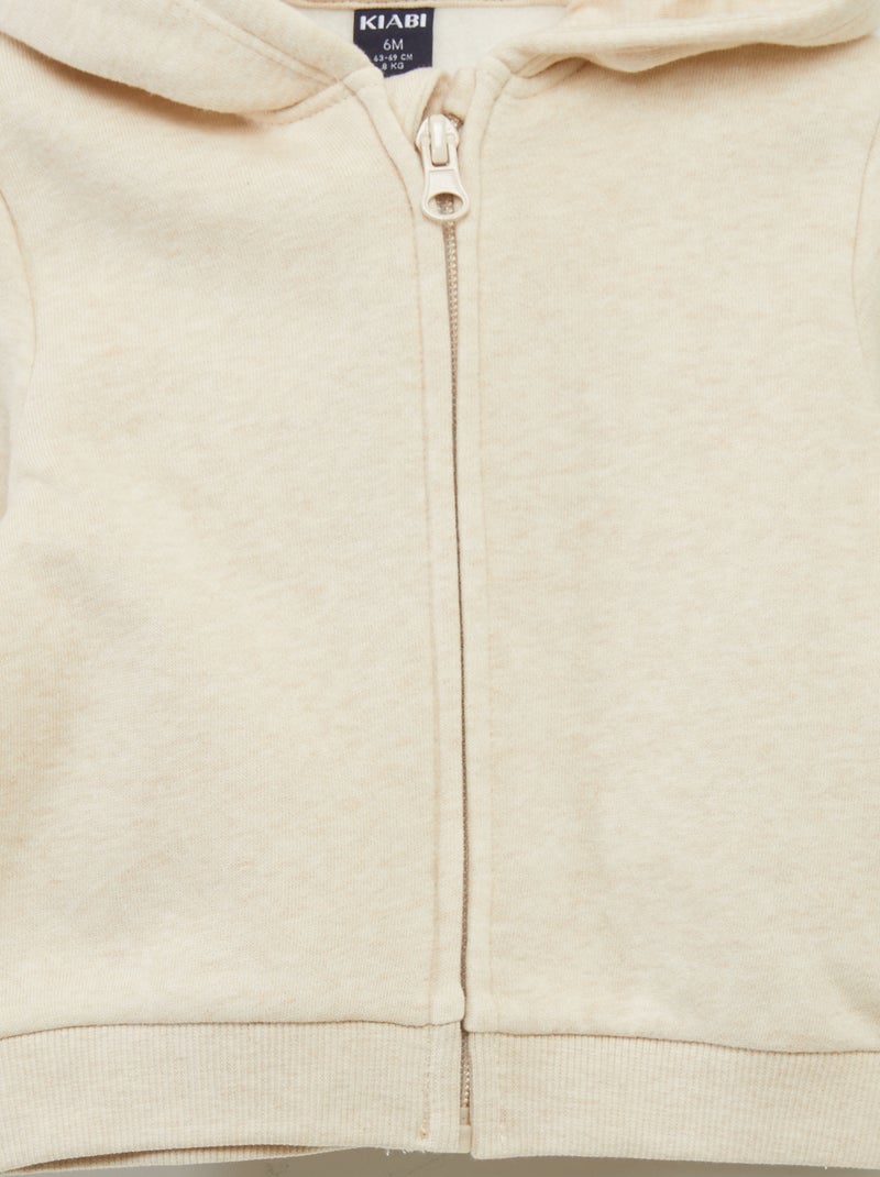 Hoodie met rits BIEGE - Kiabi