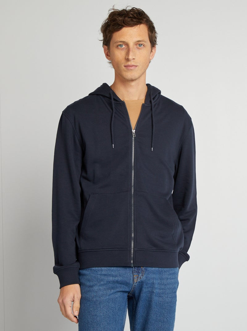 Hoodie met rits BLAUW - Kiabi