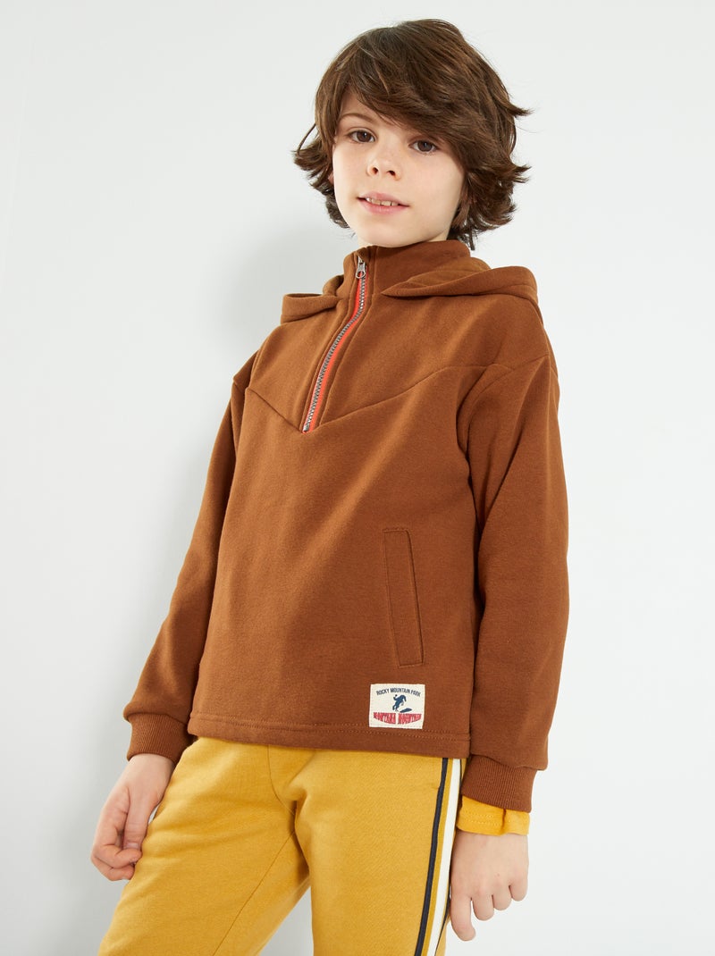 Hoodie met rits BRUIN - Kiabi