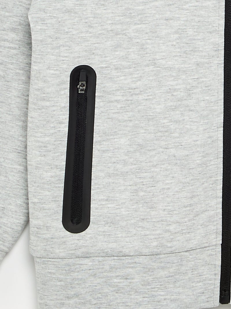 Hoodie met rits en 2 ritszakken Grijs - Kiabi