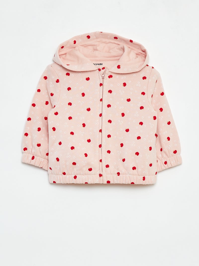 Hoodie met rits en motiefje Rose - Kiabi