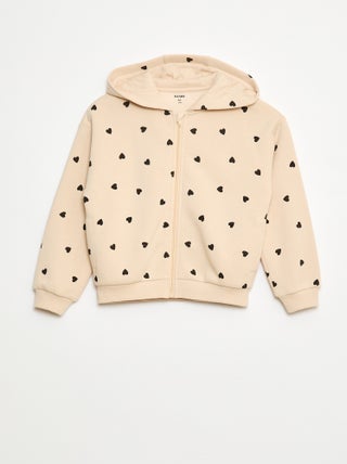 Hoodie met rits en print