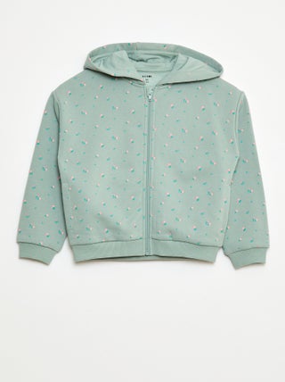 Hoodie met rits en print