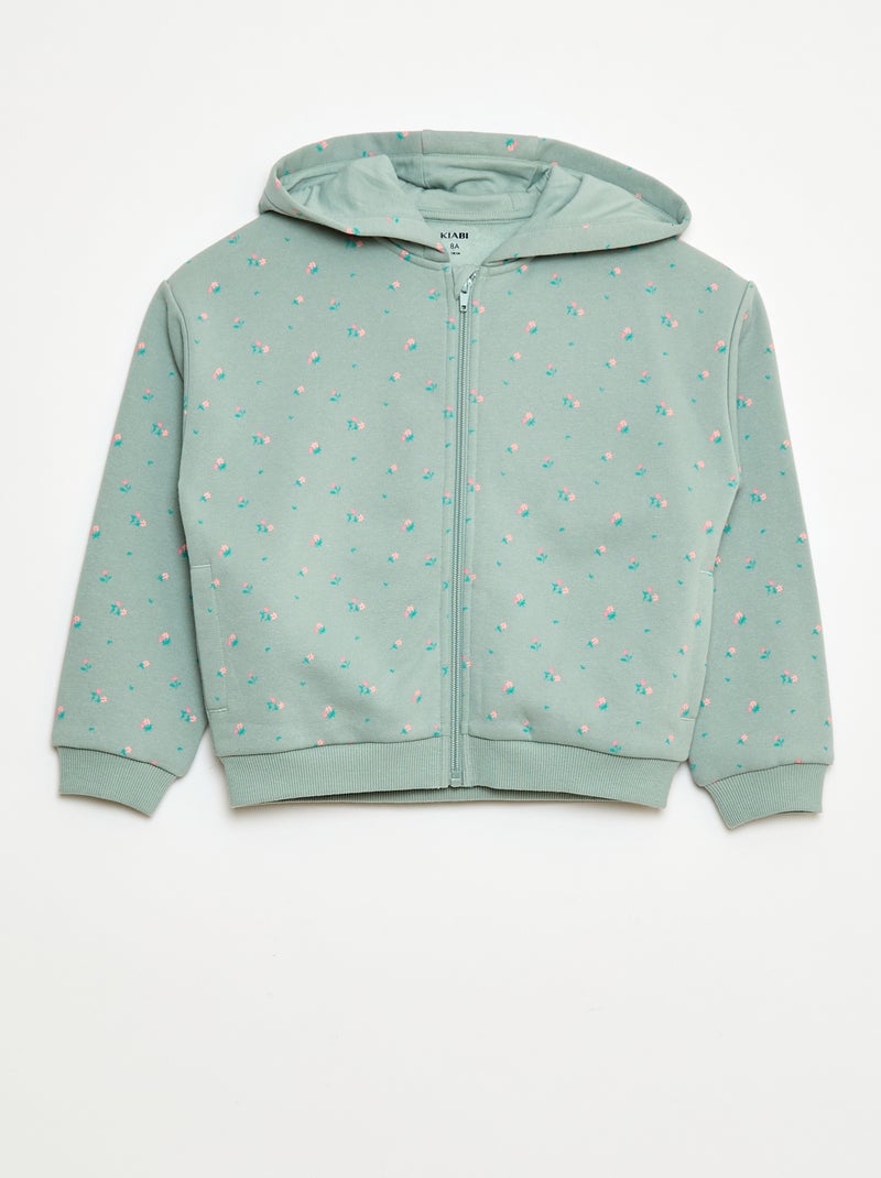 Hoodie met rits en print Blauw - Kiabi