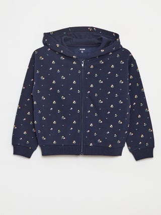 Hoodie met rits en print