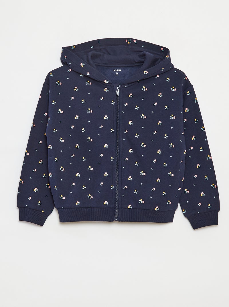 Hoodie met rits en print Blauw - Kiabi