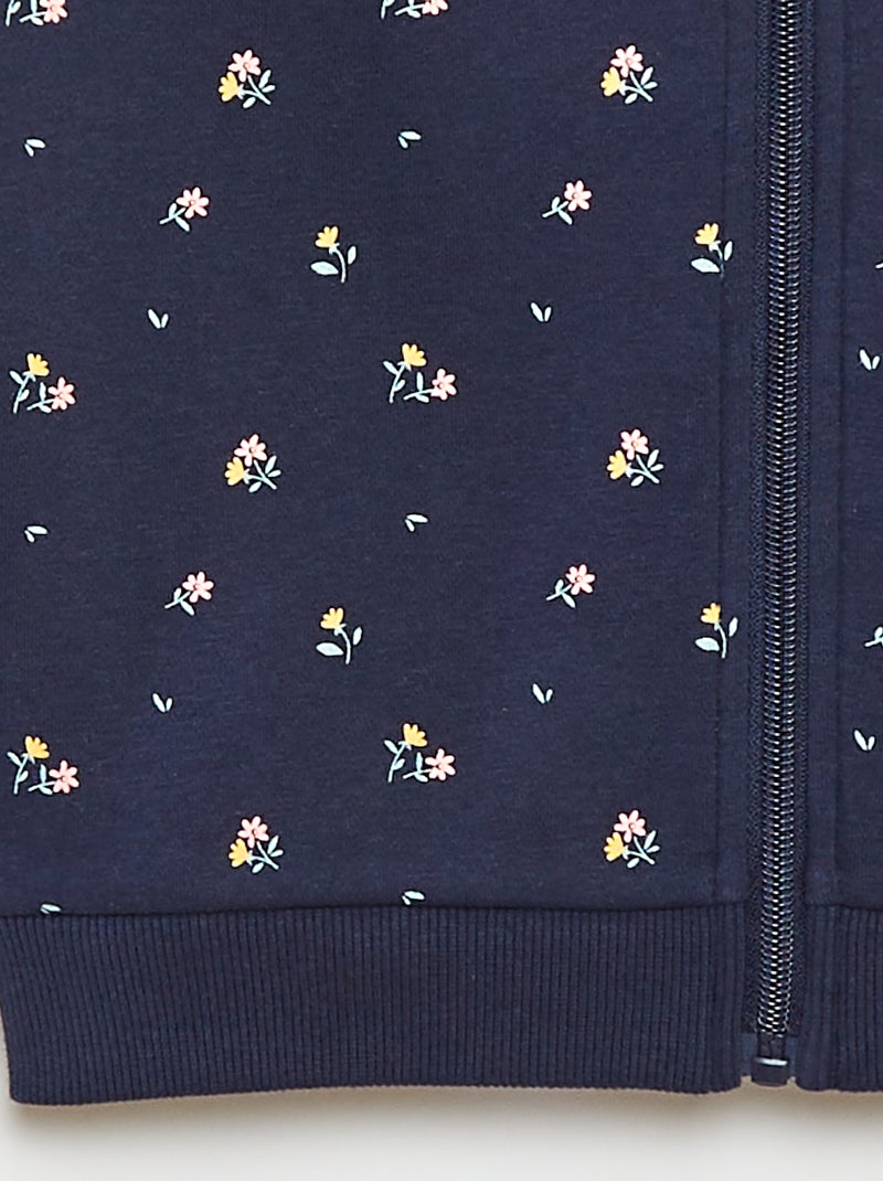 Hoodie met rits en print Blauw - Kiabi