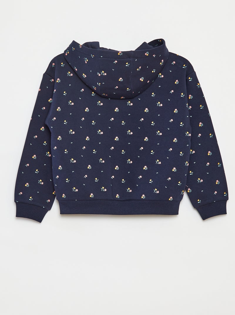 Hoodie met rits en print Blauw - Kiabi