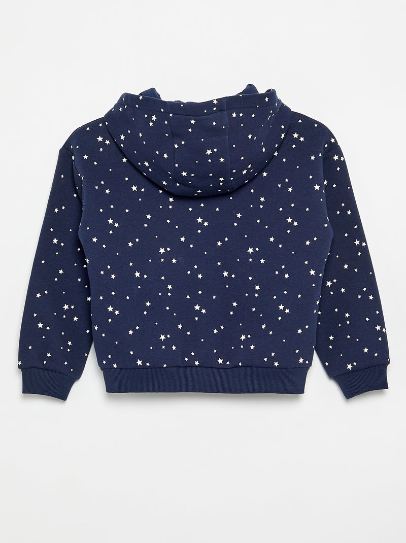 Hoodie met rits en print Blauw - Kiabi
