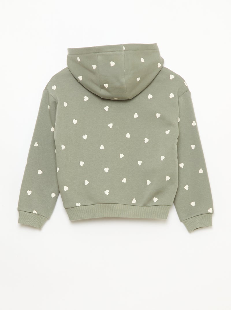 Hoodie met rits en print Groen - Kiabi