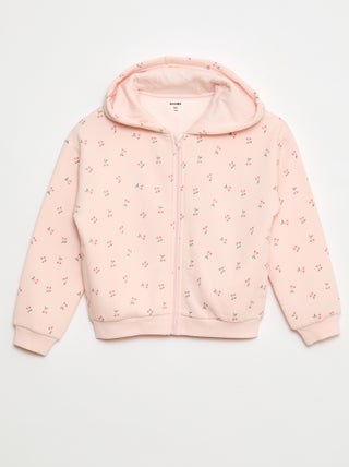 Hoodie met rits en print