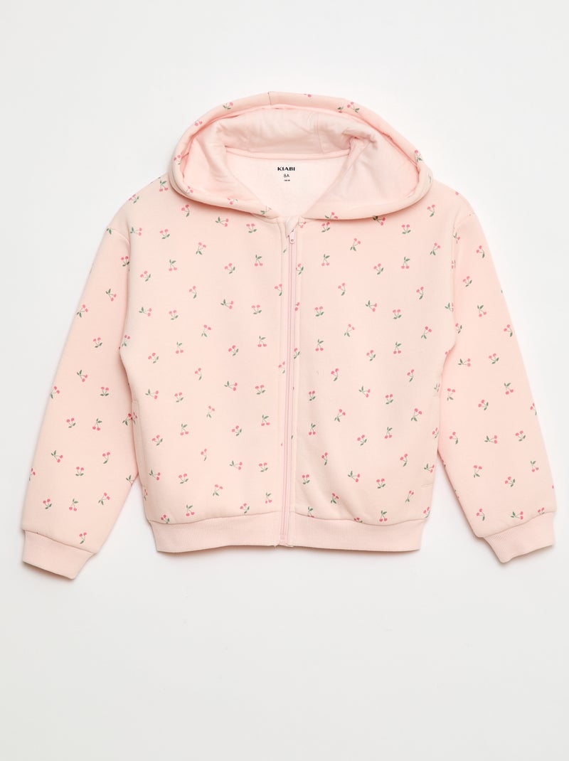 Hoodie met rits en print Rose - Kiabi