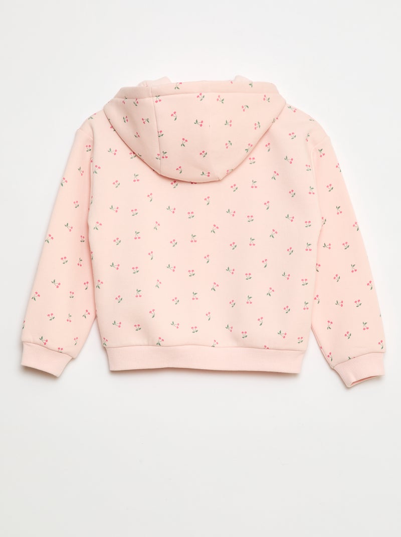 Hoodie met rits en print Rose - Kiabi