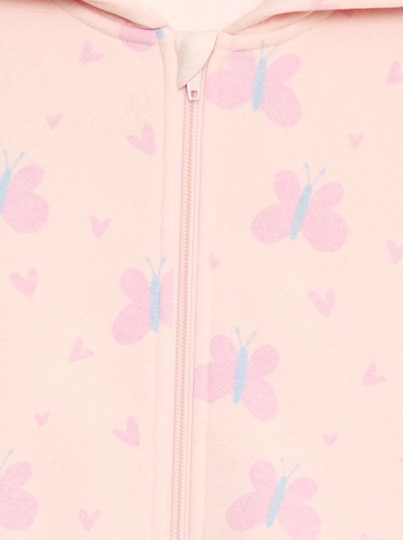 Hoodie met rits en print Rose - Kiabi