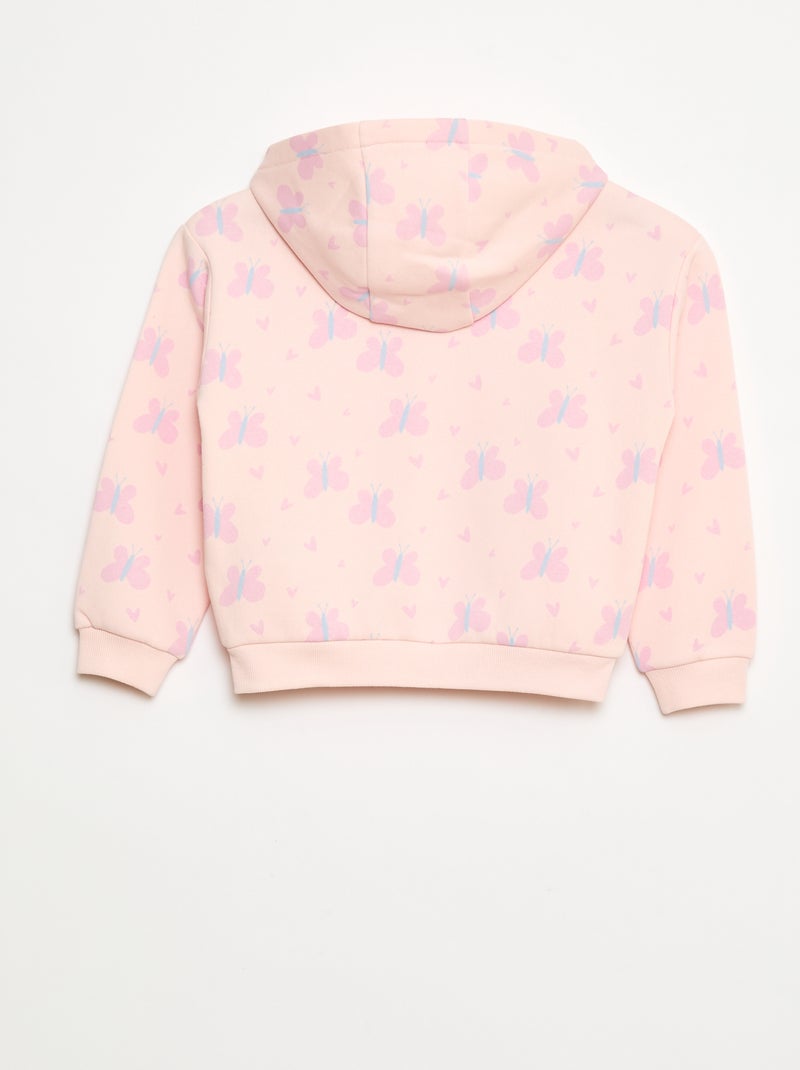 Hoodie met rits en print Rose - Kiabi