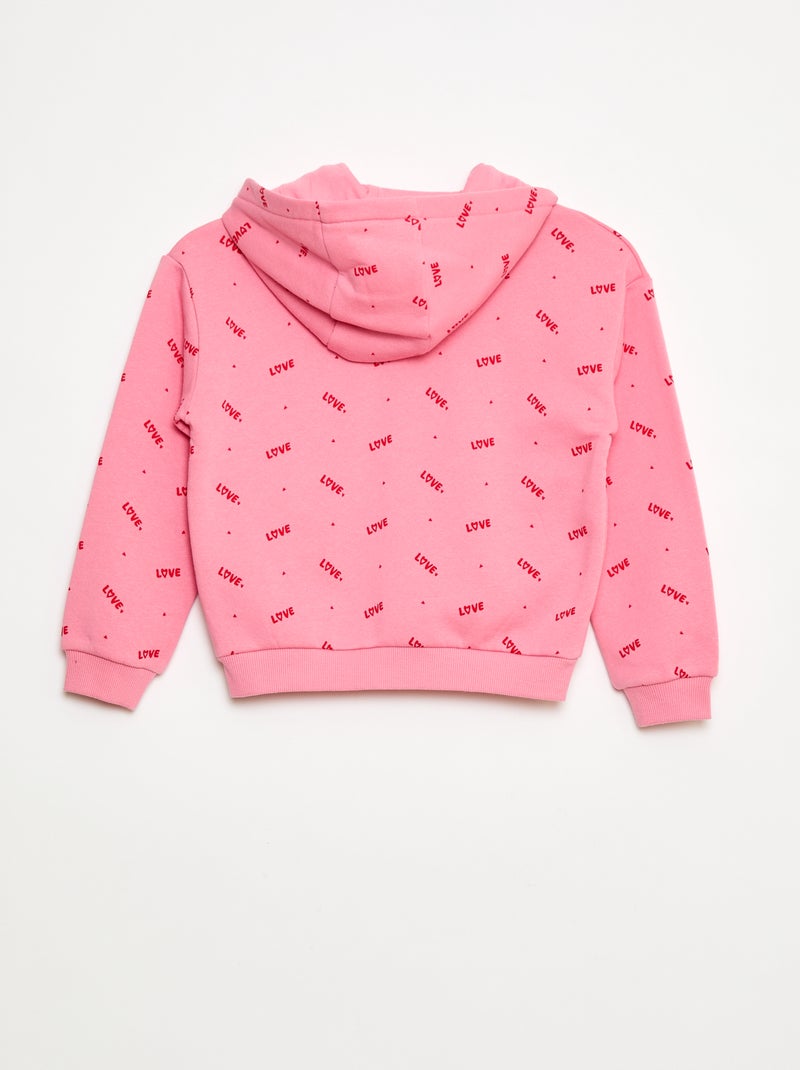 Hoodie met rits en print Rose - Kiabi
