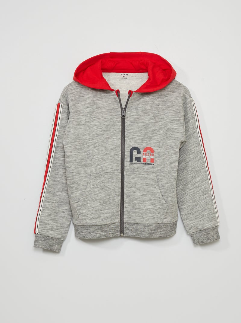 Hoodie met rits GRIJS - Kiabi