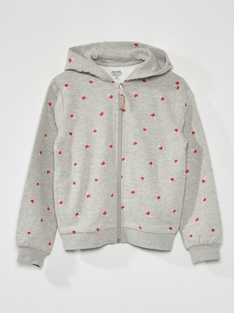 Hoodie met rits GRIJS - Kiabi