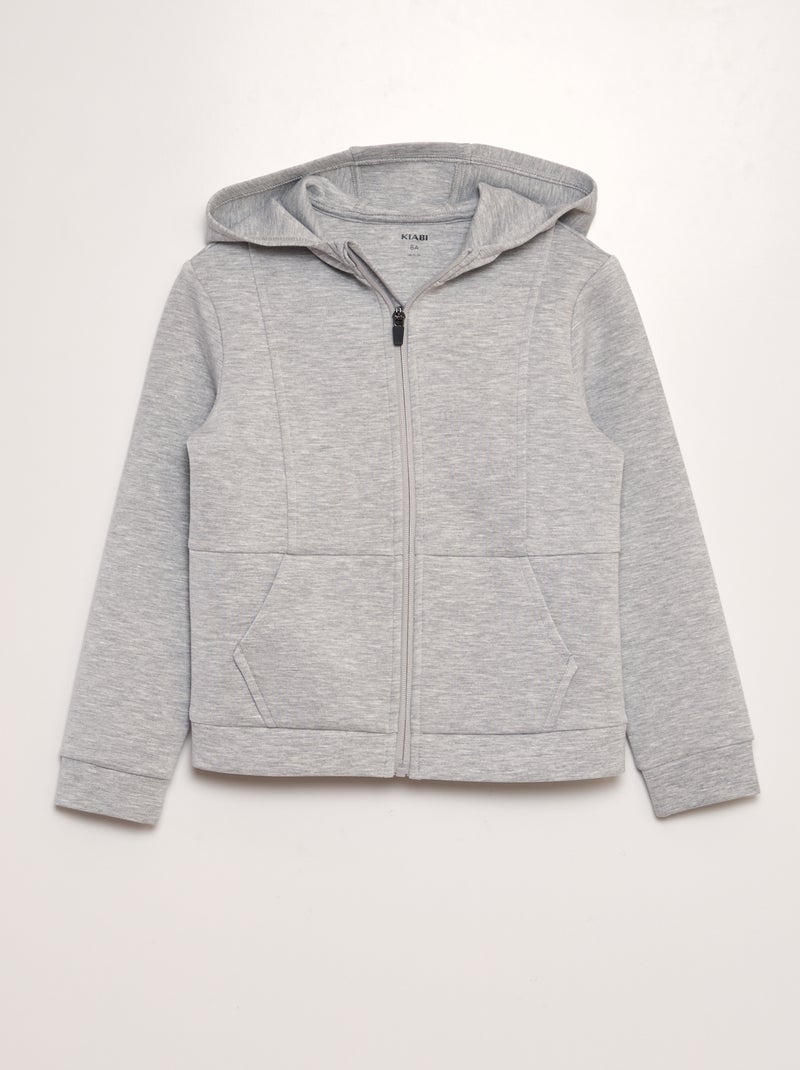 Hoodie met rits GRIJS - Kiabi